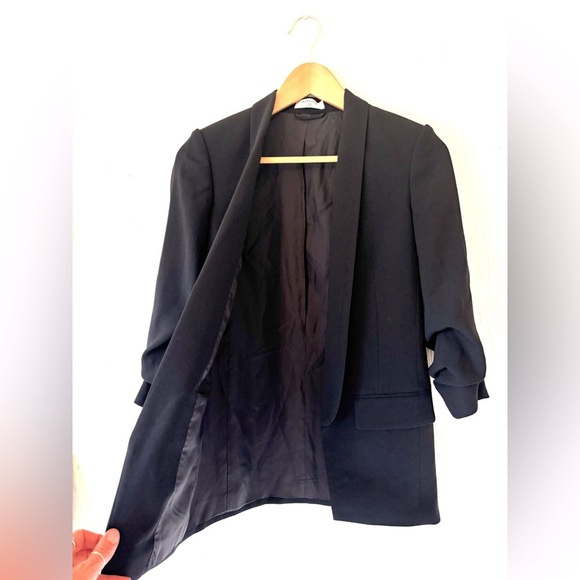 Babaton Aritzia Black Serif Collared Open Face Exposed Blazer Jacket - Picture 7 of 9